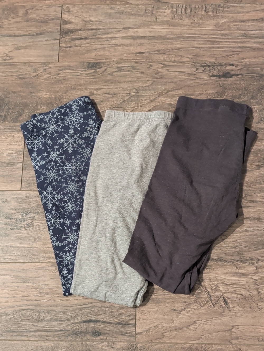 Girls Leggings Bundle - Navy Snowflake, Heather Gray & Black Size XL